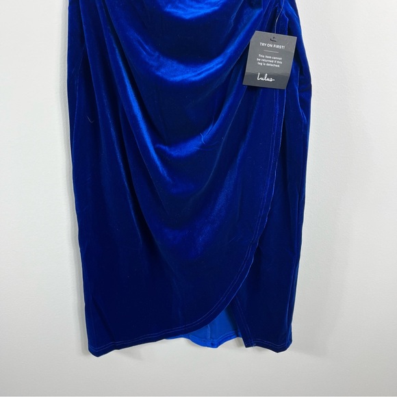Lulus Glamorous Celebrations Royal Blue Velvet Strapless Tulip Dress NWT Small - Picture 4 of 9